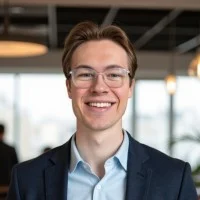 Smiling young professional in office setting